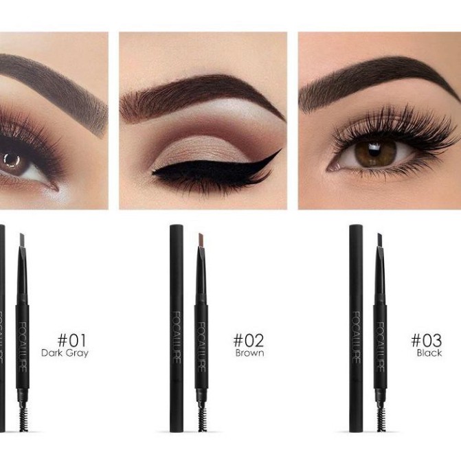 Chì kẻ lông mày hai đầu Focallure BROWS Bút kẻ mày 2 đầu không lem FCKM1