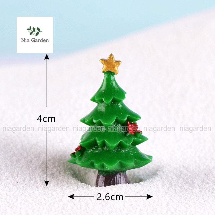 Cây thông Noel mini trang trí giáng sinh chậu cây tiểu cảnh Christmas decor Nia Garden N5