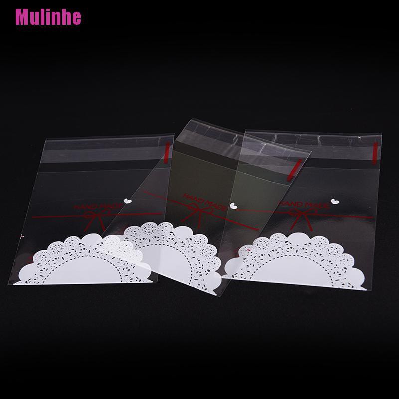 Set 100 Túi Đựng Bánh Kẹo In Họa Tiết Ren Thắt Nơ Xinh Xắn