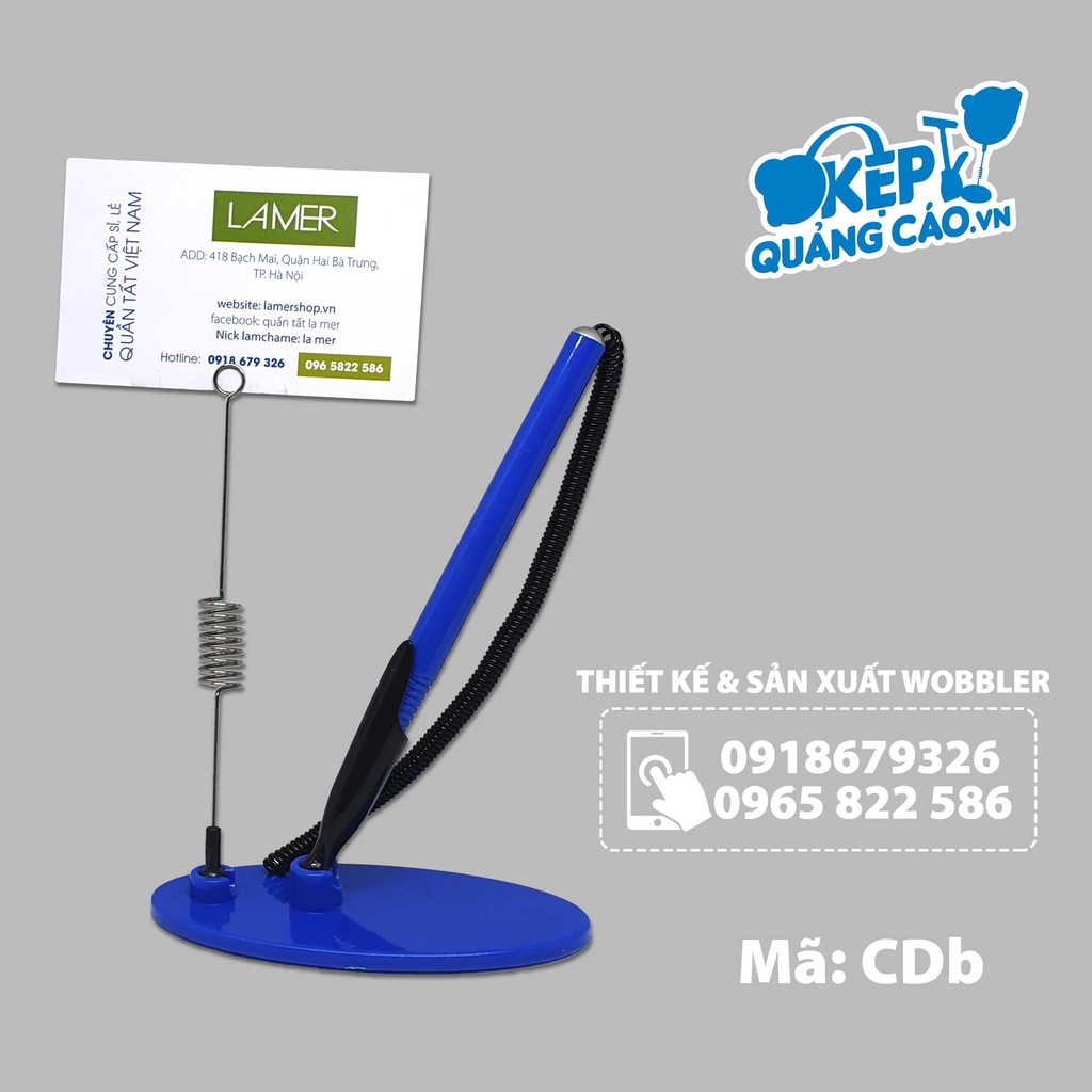 Chân đế bút bi - Wobbler để bàn có gắn bút bi - Kẹp để bàn bút bi - Màu: xanh dương, xanh lá, đỏ -  CD BÚT