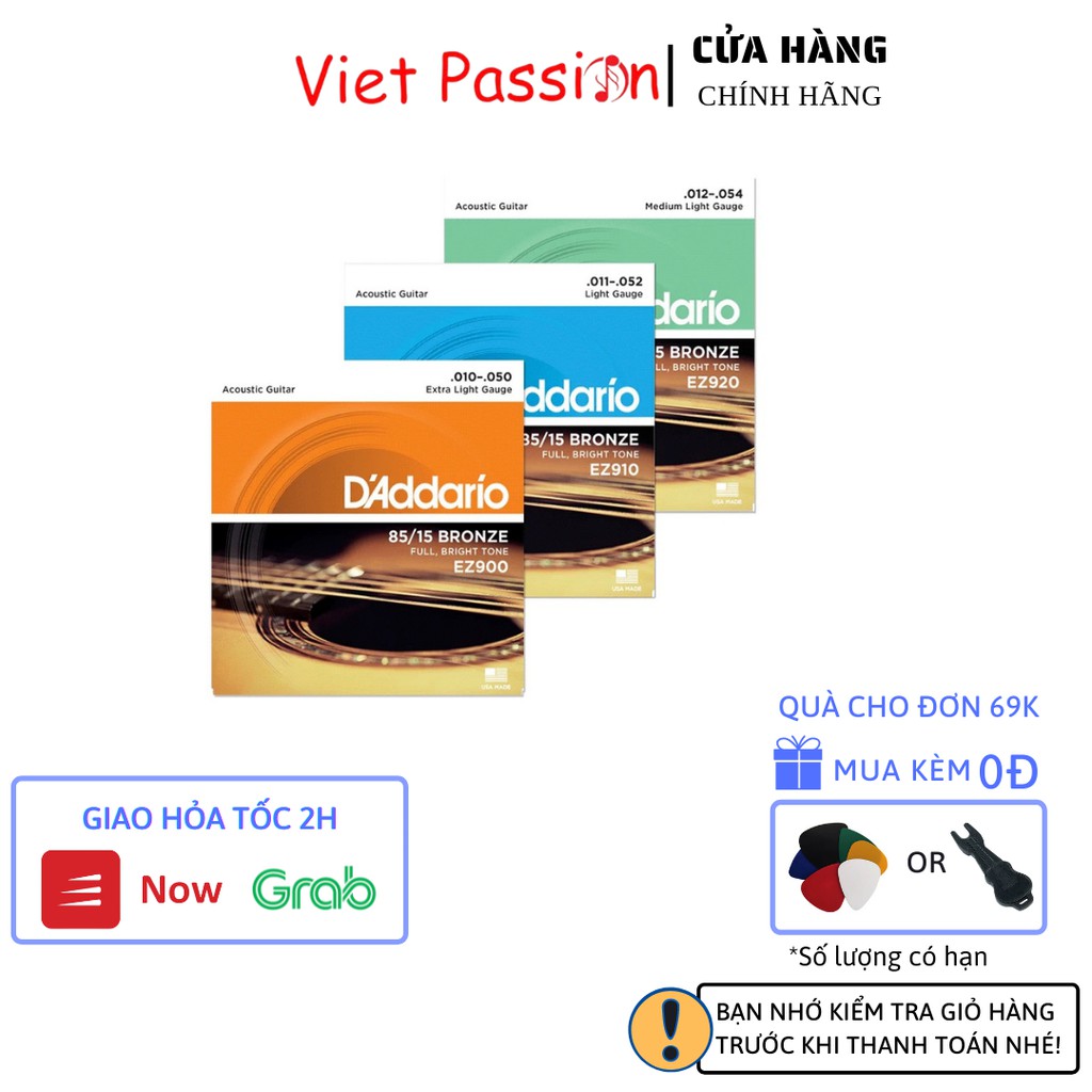 Dây đàn guitar acoustic D'addario EXP26 Chính Hãng dây sắt Viet Passion