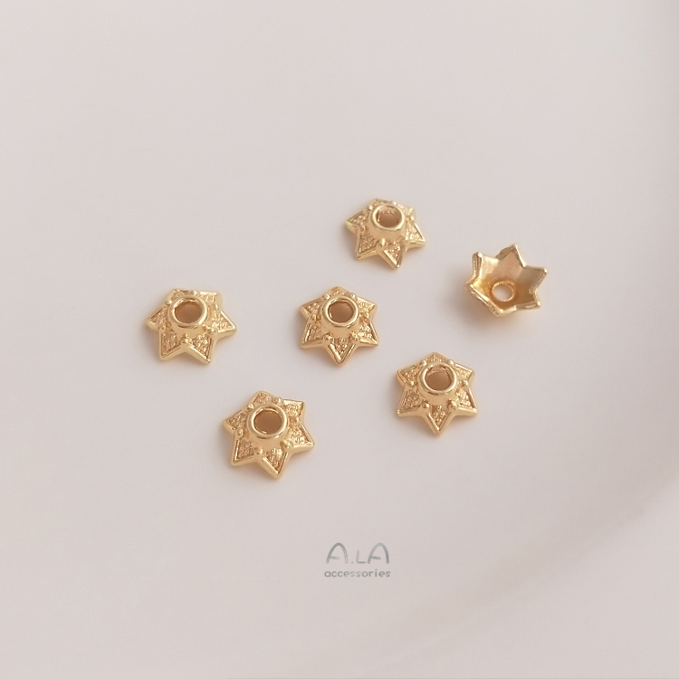 Set 10 Hạt Rỗng Nhỏ Hoa Cúc / Ngôi Sao / Hoa Cúc Rỗng 14k