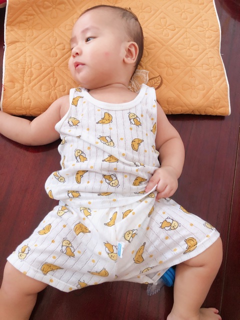 {5-15kg} Bộ cotton giấy ba lỗ cho bé trai, bé gái