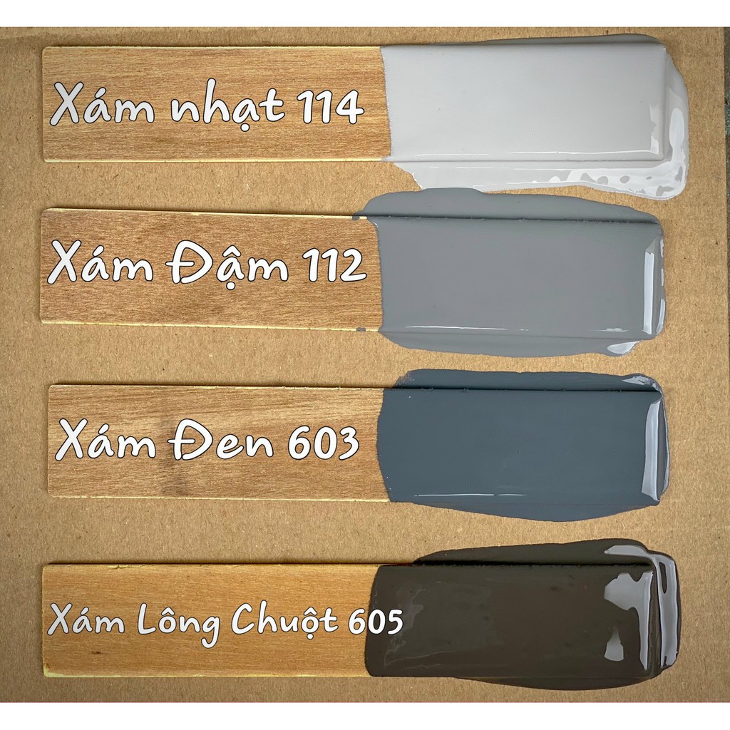 Sơn chậu kiểng hệ nước ngoài trời Okay Paint Xám Nhạt ,Xám Đậm, Xám đen, Xám lông chuột lon 1kg