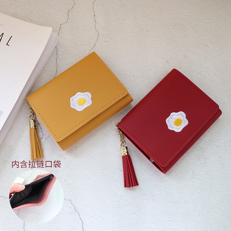 Ví nữ ngắn thêu trứng ốp la cute dễ thương nhỏ gọn bỏ túi thời trang Tom House | BigBuy360 - bigbuy360.vn