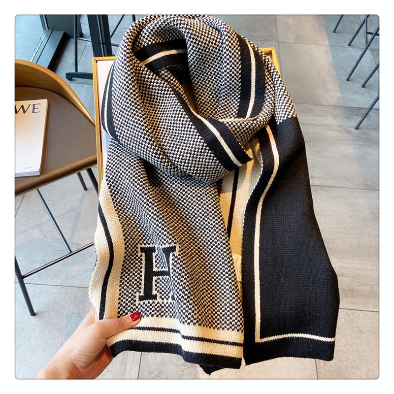 Khăn choàng cổ hai mặt giả len cashmere phong cách đường phố thời trang Hàn Quốc mới cho nữ