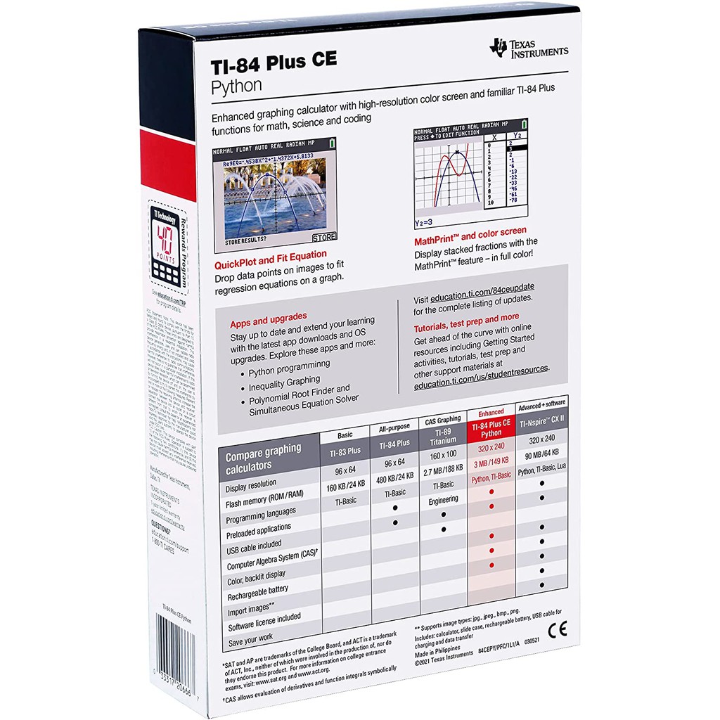 TI-84 PLUS CE PYTHON, MÁY TÍNH KHOA HỌC LẬP TRÌNH VẼ ĐỒ THỊ TEXAS INSTRUMENTS TI-84PLUS CE PYTHON