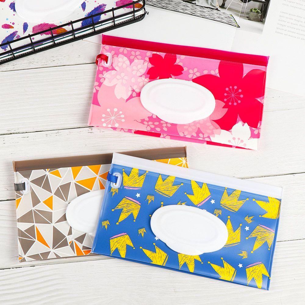 CLEVER 1 Túi Đựng Khăn Giấy Ướt Nắp Lật Dây Rút Thời Trang Dễ Mang Theo