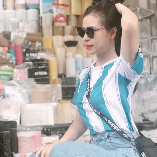 Áo das trắng sọc xanh
