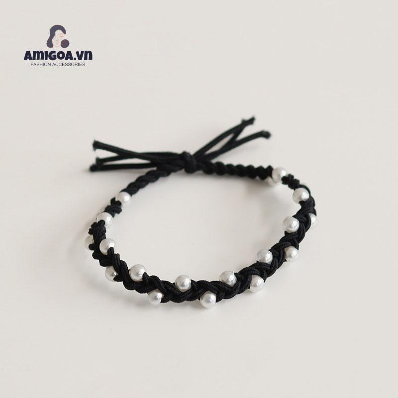 ✨✨Dây buộc tóc cao su bện ba sợi màu kẹo ngọc trai cho nữ