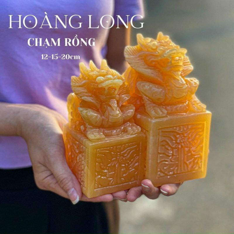 Ấn Rồng Đá Ngọc Hoàng Long  và Ngọc Pakistan  cao 10cm