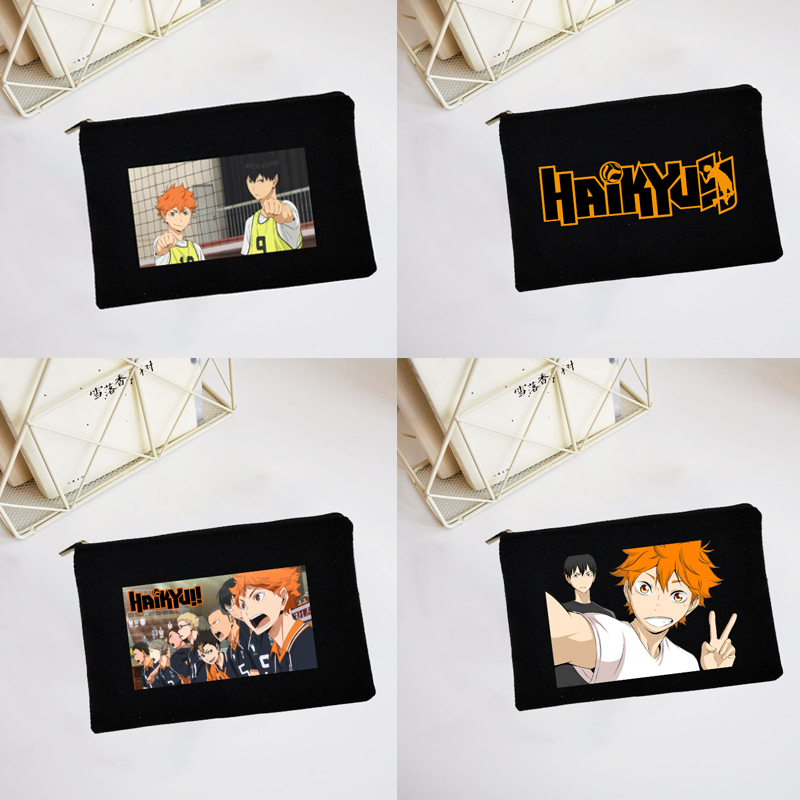 Túi đựng bút bằng vải canvas in họa tiết nhân vật anime Haikyuu phong cách Nhật Bản xinh xắn