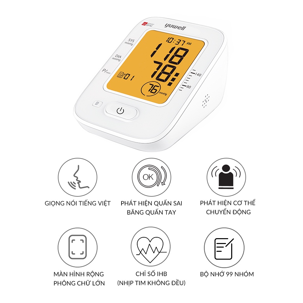 Máy đo huyết áp điện tử bắp tay chính hãng yuwell ye620b nhập khẩu chính - ảnh sản phẩm 3