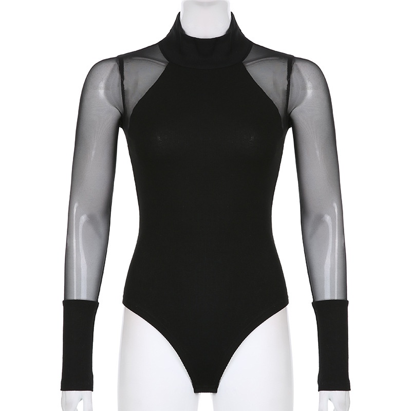 Áo Liền Thân Dài Tay Cổ Cao Ôm Dáng Gợi Cảm Dành Cho Nữ