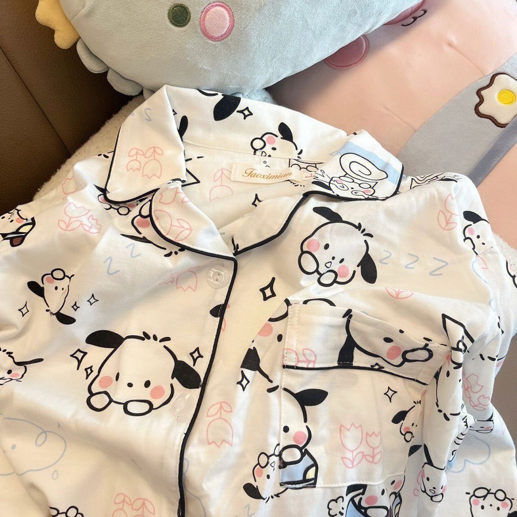 Ins Japanese cartoon cute Pacha dog pajamas spring and autumn long-sleeved trousers student winter home suit