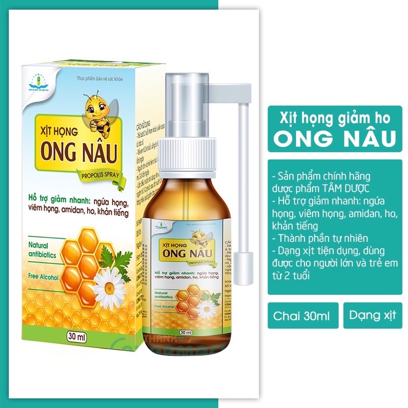 Xịt họng keo ong ong nâu (30ml) giảm ho ngứa viêm họng