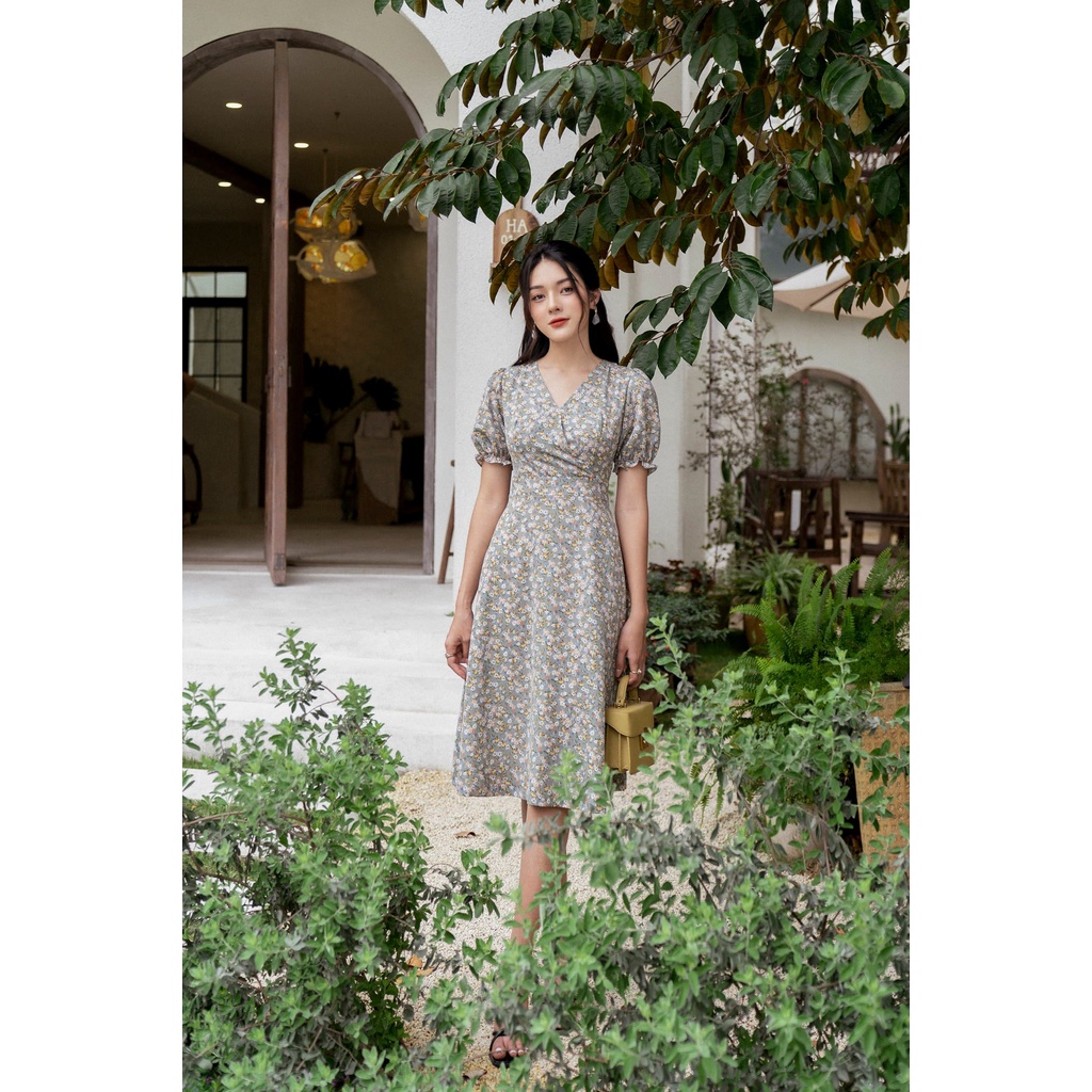 Váy hoa nhí cổ V tay chun TIIN STORE    VHN292