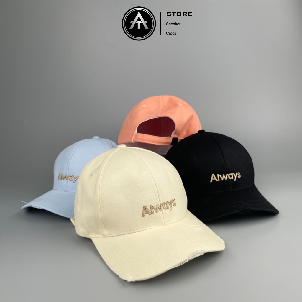 Mũ lưỡi trai rách thêu chữ form unisex