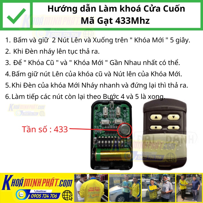 Remote Cửa cuốn 433Mhz