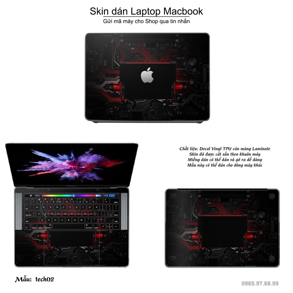 Skin dán Macbook mẫu Công nghệ (đã cắt sẵn, inbox mã máy cho shop)