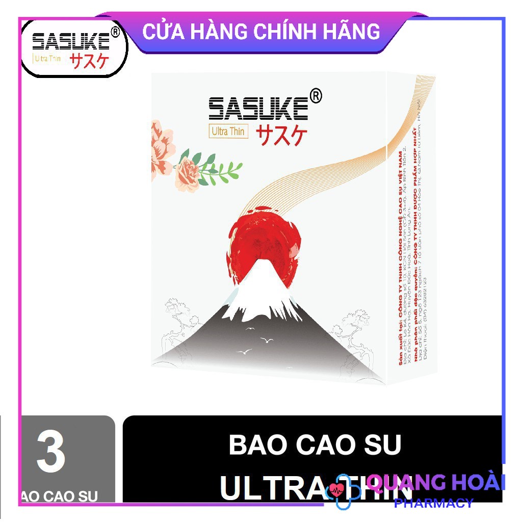 Bao Cao Su Siêu Mỏng Sasuke Ultra Thin 0.02mm ( Hộp 3 Chiếc )