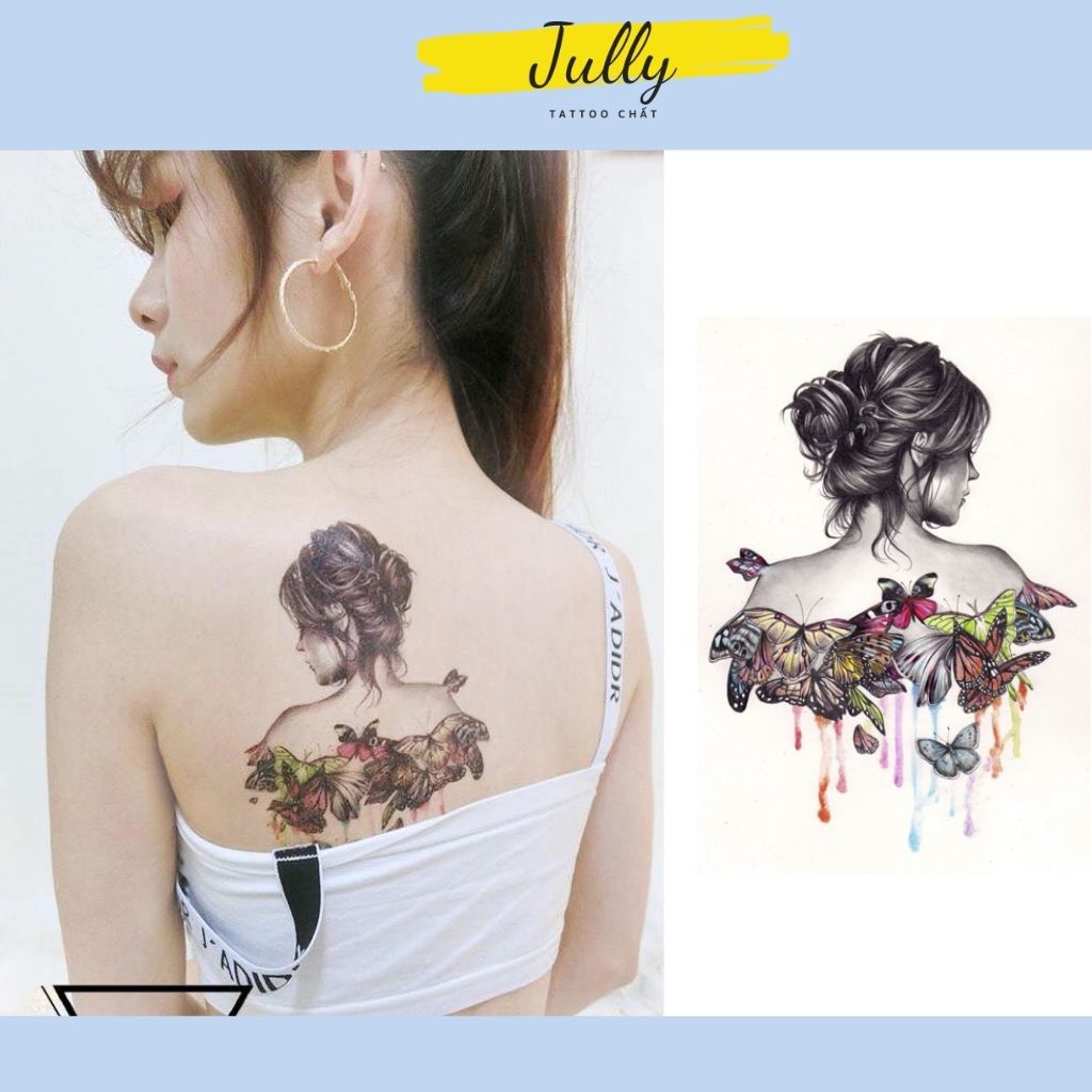 Hình xăm dán cô gái thu hút huyền bí JULLY Tattoo, xăm tạm thời 15 ngày chống nước an toàn bền đẹp