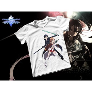 Áo thun Cotton Unisex - Anime - Sword Art Online - Kirito và Asuna