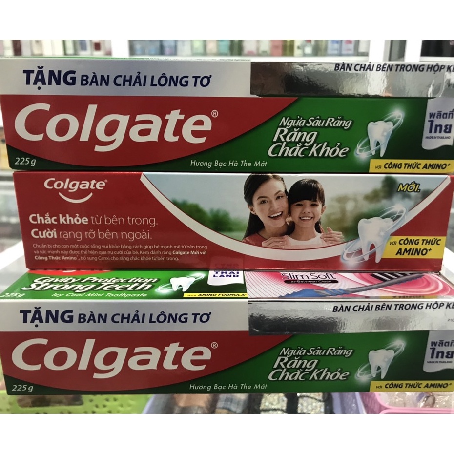 Kem đánh răng Colgate ngừa sâu răng chắc khoẻ 225g + tặng kèm bàn chải lông tơ
