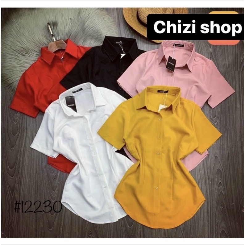 [Mã FAMARAL1 giảm 10K đơn 50K] SƠ MI TRƠN TAY NGẮN NHIỀU MÀU ĐƠN GIẢN PHONG CÁCH HÀN QUỐC Chizi Shop