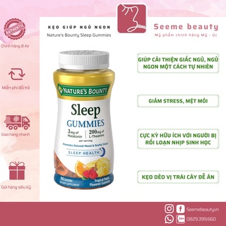 Kẹo Dẻo Ngủ Ngon Sleep Gummies 3mg Melatonin của Nature’s Bounty có bổ sung Collagen đẹp da SeeMe Beauty VC-007-010