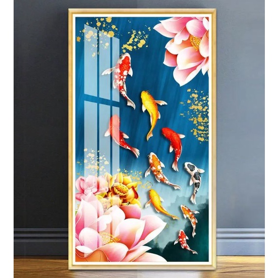 tranh thêu chữ thập Cửu ngư dx1162 (70x120)