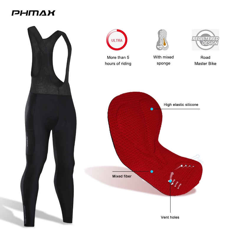 Quần yếm/ Quần dài PHMAX chuyên dùng đi xe đạp chất liệu nhanh khô cao cấp