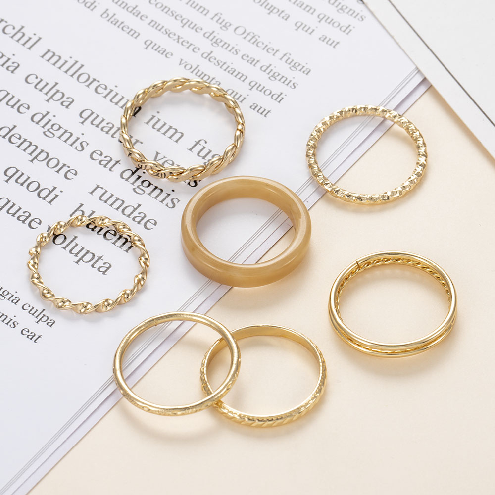 1 Bộ Nhẫn Nữ Trang Đính Đá Acrylic Phong Cách Hàn Quốc