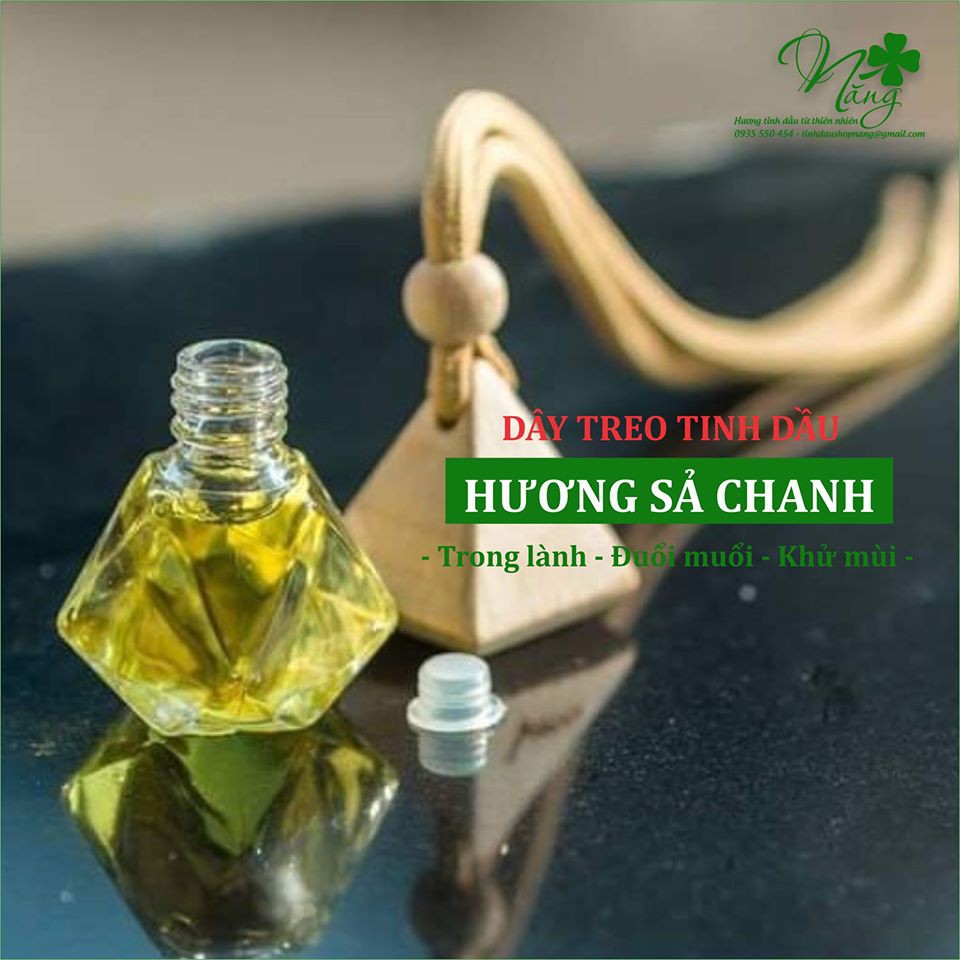 Tinh dầu treo xe Sả, Hoa Bưởi, Quế, Cam, Bạc Hà 10ml, khử mùi, giảm stress, chống say xe, an toàn, nguyên chất