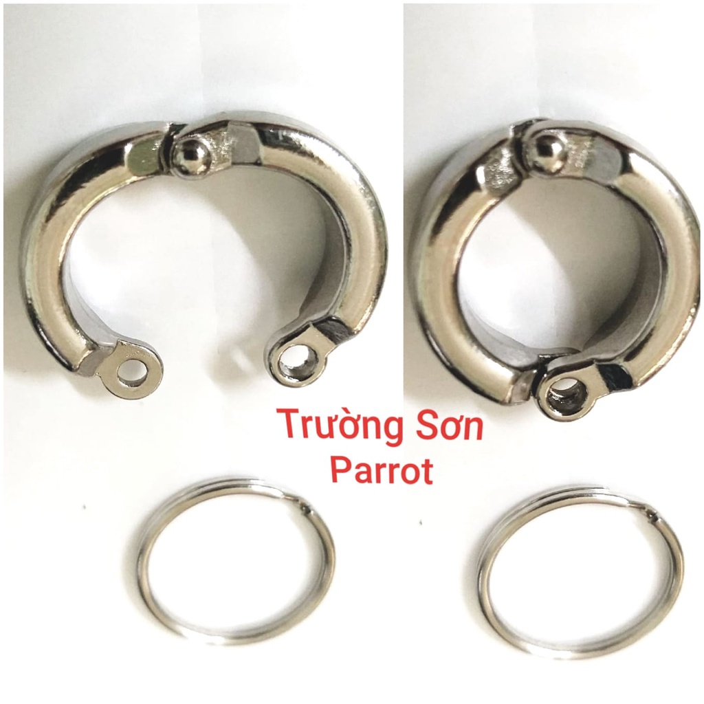 1 VÒNG CHÂN CHO VẸT DẠNG ĐÓNG MỞ đủ size (NHẪN ĐEO CHÂN cho vẹt) BẰNG INOX