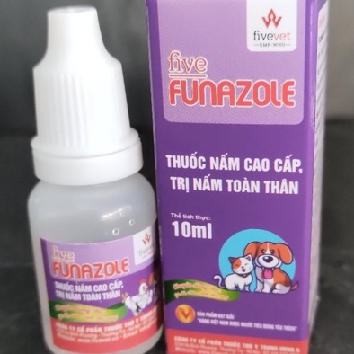 Five FUNAZOLE 10ML nấm phổi trên chó mèo thỏ chim gà