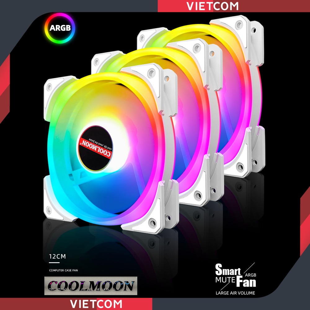 Fan Led RGB Coolmoon U4 - Led RGB Dual Ring (Led tâm + Led viền) - Đồng Bộ Hub Coolmoon