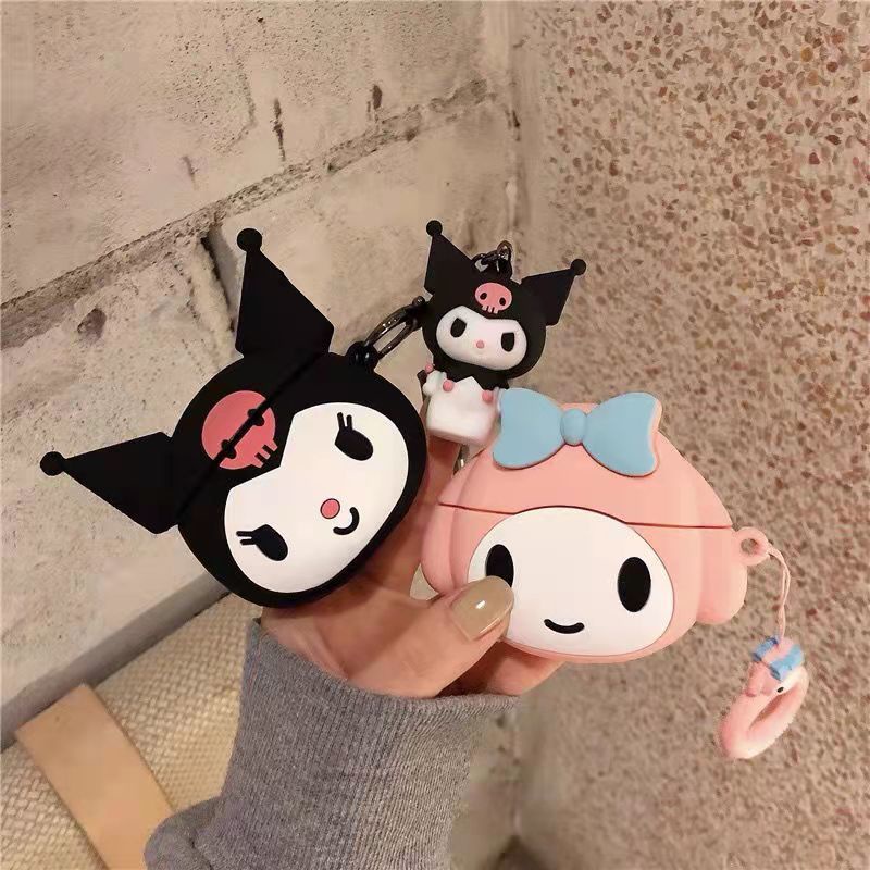 Vỏ Bảo Vệ Hộp Sạc Tai Nghe Bluetooth Bằng Silicon PC Cứng Hình Sanrio Kuromi Cho AirPods 1 2 3 Pro