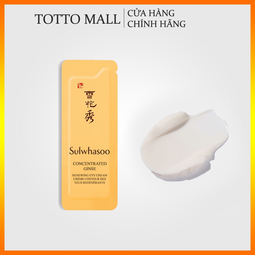 [6-12 gói] Kem mắt nhân sâm Sulwhasoo Concentrated Ginseng Renewing Eye Cream Ex 1ml - Kem mắt Sulwhasoo; Kem Sulwhasoo