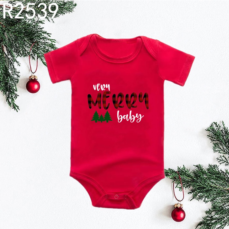 Bộ Áo Liền Quần cotton Tay Ngắn In Họa Tiết Ông Già Noel Màu Đỏ Thời Trang Cho Bé Sơ Sinh