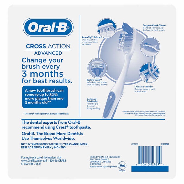 Bàn chải đánh răng Oral-B Cross Action Advanced Vĩ 8 cây