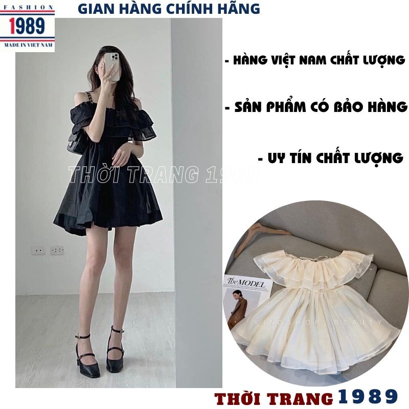 Đầm trễ vai voan tơ 2 lớp công chúa kiểu dáng hàn quốc tiểu thư dễ thương váy dự tiệc maxi đi biển đi cưới -PHƯƠNG 1989