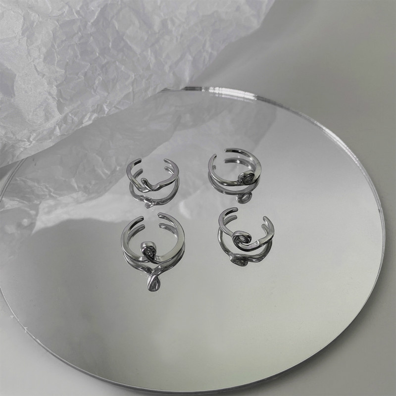 Bộ nhẫn hở đan chéo 191037 có thể điều chỉnh kích thước thiết kế đơn giản thời trang Hàn Quốc