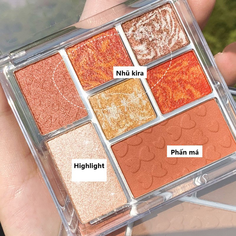 Bảng mắt 7 màu GELLAS kiêm bắt sáng phấn má tạo khối nhũ kira GLAS27 | BigBuy360 - bigbuy360.vn