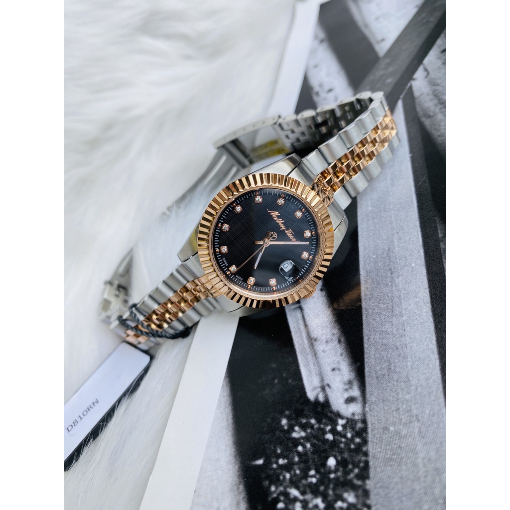 Đồng hồ nữ chính hãng Mathey-Tissot Mathey III - Máy Quartz pin - Kính cứng Crystal Black Dial Ladies Watch D810RN.