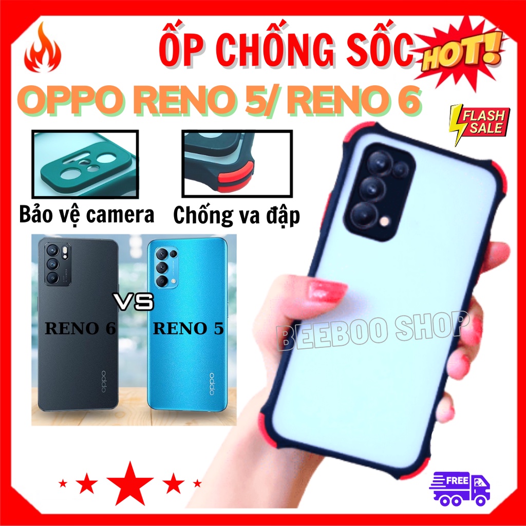 🔱CHỐNG SỐC🔱Ốp lưng Bảo vệ Camera Oppo Reno 5/ Reno 6 5G - Chất liệu Nhám Cao cấp - Chống va đập - Thiết kế sang trọ