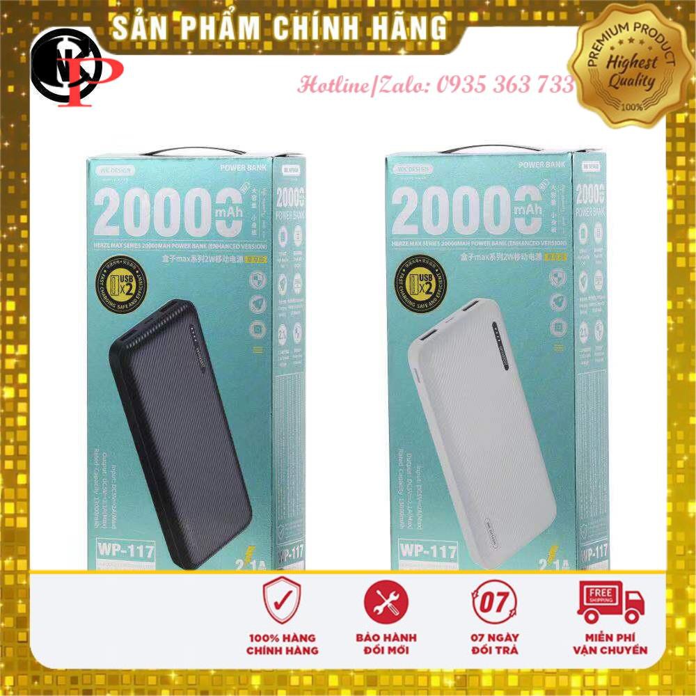 Sạc Dự Phòng 20000mah 10000mah WK DESIGN WP117 Cục pin sạc dự phòng mini sạc nhanh 2 cổng USB 2.1A