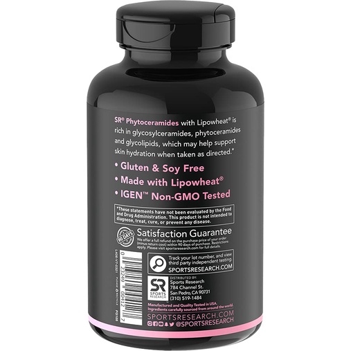 |Mẫu mới| Viên Sports Research Phytoceramides Skin Hydration with Lipowheat 350mg 30 viên