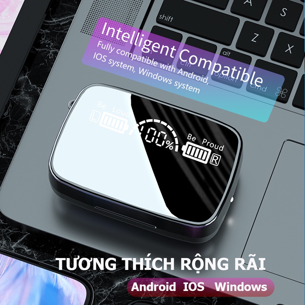 Tai Nghe Không Dây Bluetooth 5.1 M9 LED TWS Điều Khiển Cảm Ứng Chống Nước Chất Âm Thanh Hifi 9D Chống Ồn Chất Lượng Cao