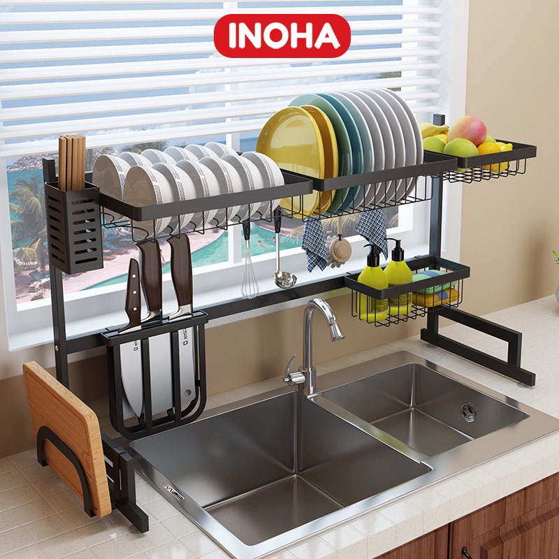 Giá úp bát- Kệ úp và để bát chén đặt trên bồn rửa bát chén đa năng INOHA -KB04